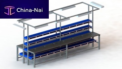 Stainless steel working table for the food industry