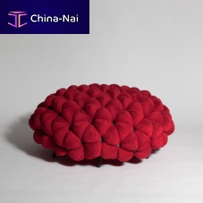 Contemporary pouf ANANAfabricbrassupholstered