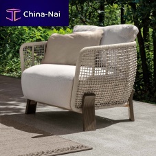 Contemporary armchair ARGO fabricropewooden