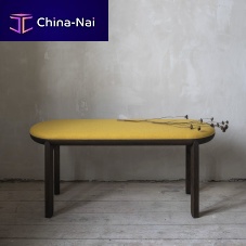 Contemporary upholstered bench JUROfabricoak basewalnut base