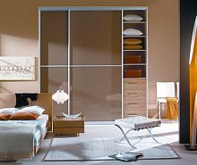 Wood veneer closet door MODERNswingglazeddouble-leaf