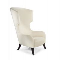 Traditional fireside chair DRACENAleatherfabricwing