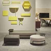 Contemporary pouf Moonfabricmetalround