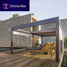 Self-supporting pergola VELVET PLUSwall-mountedextruded aluminumglass