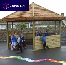 Wooden gazebo wooden rooffor public spacefor playground