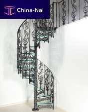 Spiral staircase C 162glass stepsteel framehome