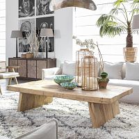 Contemporary coffee table SAITOelmwooden baserectangular