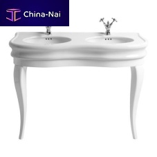 Free-standing washbasin LAM120Wceramicsolid wooddouble