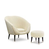 Traditional armchair AUDREYvelvetwith footrestbrown