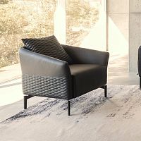 Contemporary armchair MK.1357fabricleatherblack