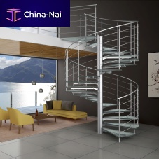 Spiral staircase GLASSTREEglass stepstainless steel framecontemporary