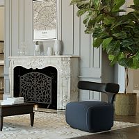 Contemporary armchair MOBY DICK fabricashgray