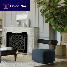 Contemporary armchair MOBY DICK fabricashgray