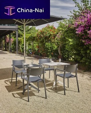 Contemporary bistro table QUATROaluminumpolypropylenesquare