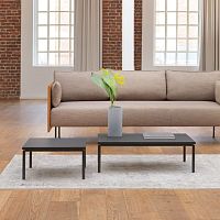 Contemporary coffee table Scorpii wood veneersteel basestainless steel base