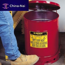 Galvanised steel waste container 09100for hazardous wastewaste oilround lid