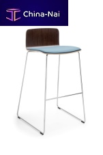 Contemporary bar stool COMplywoodchromed metal baseupholstered