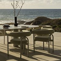 Contemporary dining chair Lucky outdoorfabriclacquered stainless steel base