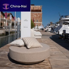 Contemporary ottoman NECKERfabricroundwith washable removable cover