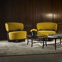 Contemporary lounge chair ICOLOUNGEfabricleatherAmerican walnut
