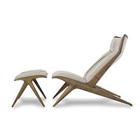 Contemporary ottoman AURORAleathersolid woodrectangular