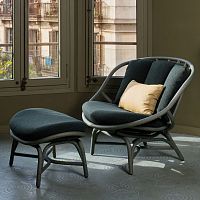 Contemporary fireside chair Armadillofabricleatherrattan