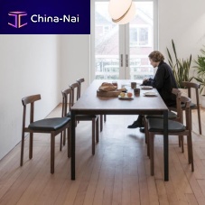 Contemporary dining table ABLEwood veneermarblealuminum base