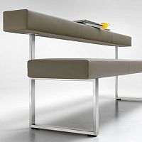 Contemporary bench PERMESSOmetalfabricwith backrest