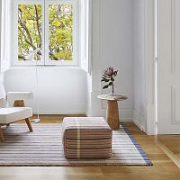Contemporary pouf REVERSIBLEwoollinencotton