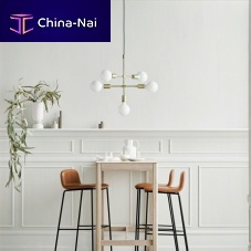 Contemporary bar stool PALMleatherwoolsteel base