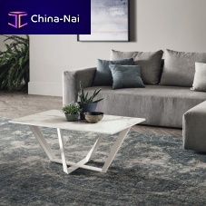 Contemporary coffee table PRIAMOtempered glassporcelain stonewarepainted metal base