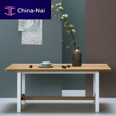 Contemporary dining table MAZURIA oakpowder-coated steelrectangular