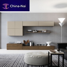 Contemporary living room wall unit COMPOSIZIONE 3 - FIORI DI LOTOlacquered woodoakwith drawer