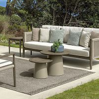 Contemporary coffee table DOLCEVITA teakaluminum baseround