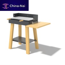 Charcoal barbecue GRL103free-standingstainless steelwooden