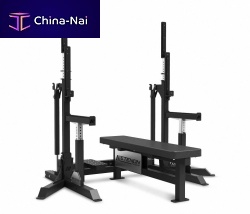 Flat weight training bench PL109with barbell rack