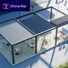 Self-supporting pergola SKYMAXaluminumstainless steelwith sliding canopy