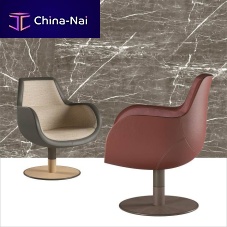 Contemporary armchair DEKA leatheroakmetal