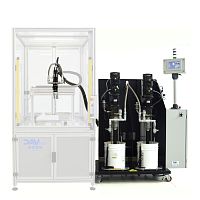 High-viscosity media dispensing system adhesivegap fillerthermally conductive paste