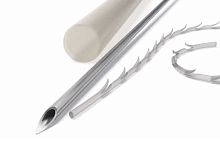 Resorbable lifting thread notched