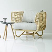 Contemporary club chair NEST : 7421fabricrattangray