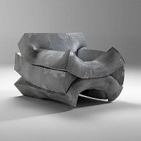Contemporary armchair Mass Pressurepolyurethane foammetalgray