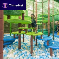 Family use climbing structure with trampolineindoormodular