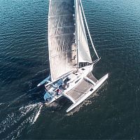 Trimaran 970 cruising-racing1-cabinwith bowsprit