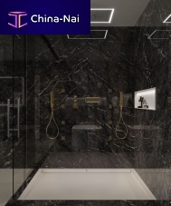 Rectangular shower base METRO UNIQUE above floorSolid Surfacewith channel drain