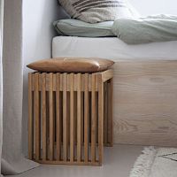 Contemporary stool Rib teakbamboowith removable cushion