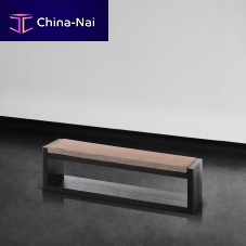 Contemporary upholstered bench JADEfabricleatherwooden base