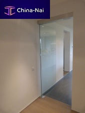 Interior door glasspivoting with offset axisglazed