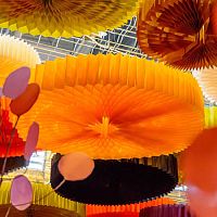 Contemporary ceiling lamp DAISY HONEYCOMBroundpaperLED