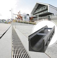 Polymer drainage channel POLY-FORTISstainless steel grategalvanised steel gratestreet